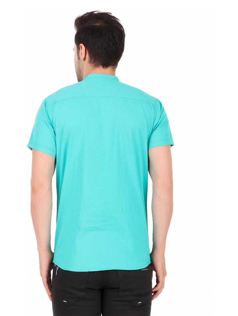 mandarin neck solid short kurta - 20126725 - Standard Image - 3
