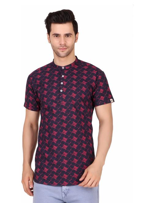 mandarin neck printed short kurta - 20126727 - Standard Image - 0