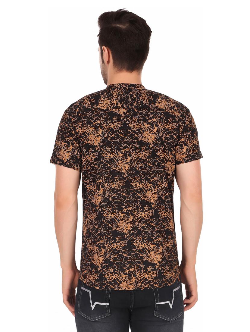 mandarin neck printed regular t-shirt - 20126791 - Standard Image - 3