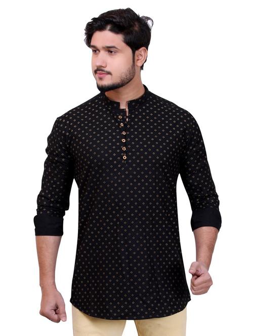 mandarin neck printed short kurta - 20126880 -  Standard Image - 0