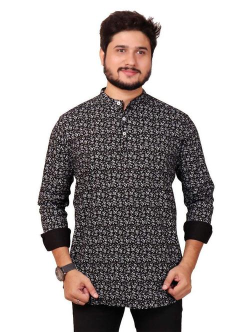 mandarin neck printed short kurta - 20126922 - Standard Image - 0