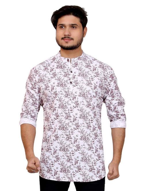 mandarin neck printed short kurta - 20126930 -  Standard Image - 0