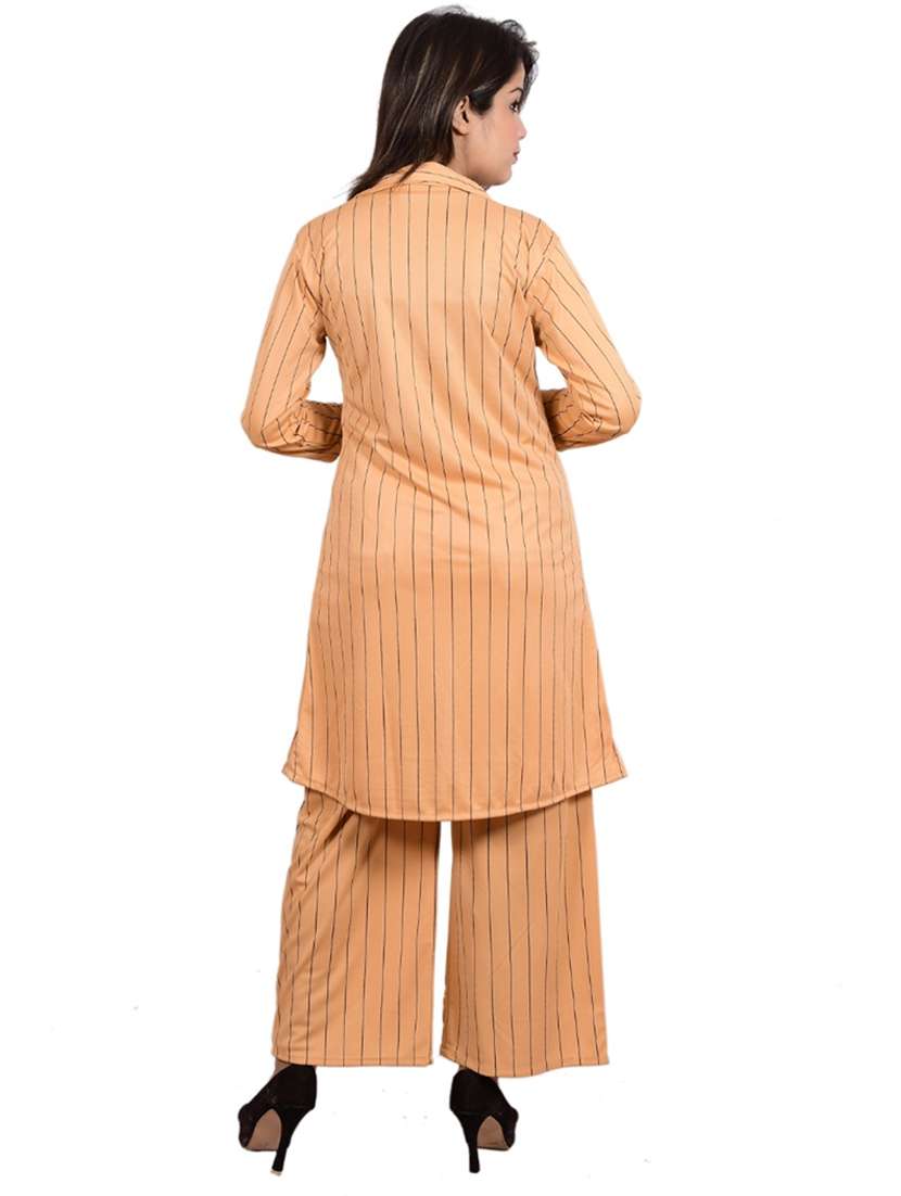 peach striped top and trouser with jacket co-ord set  - 20127091 -  Standard Image - 3
