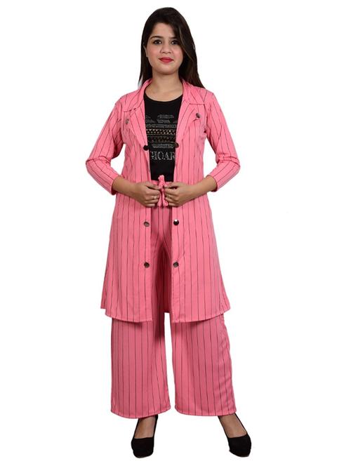 pink striped top and trouser with jacket co-ord set - 20127094 - Standard Image - 0