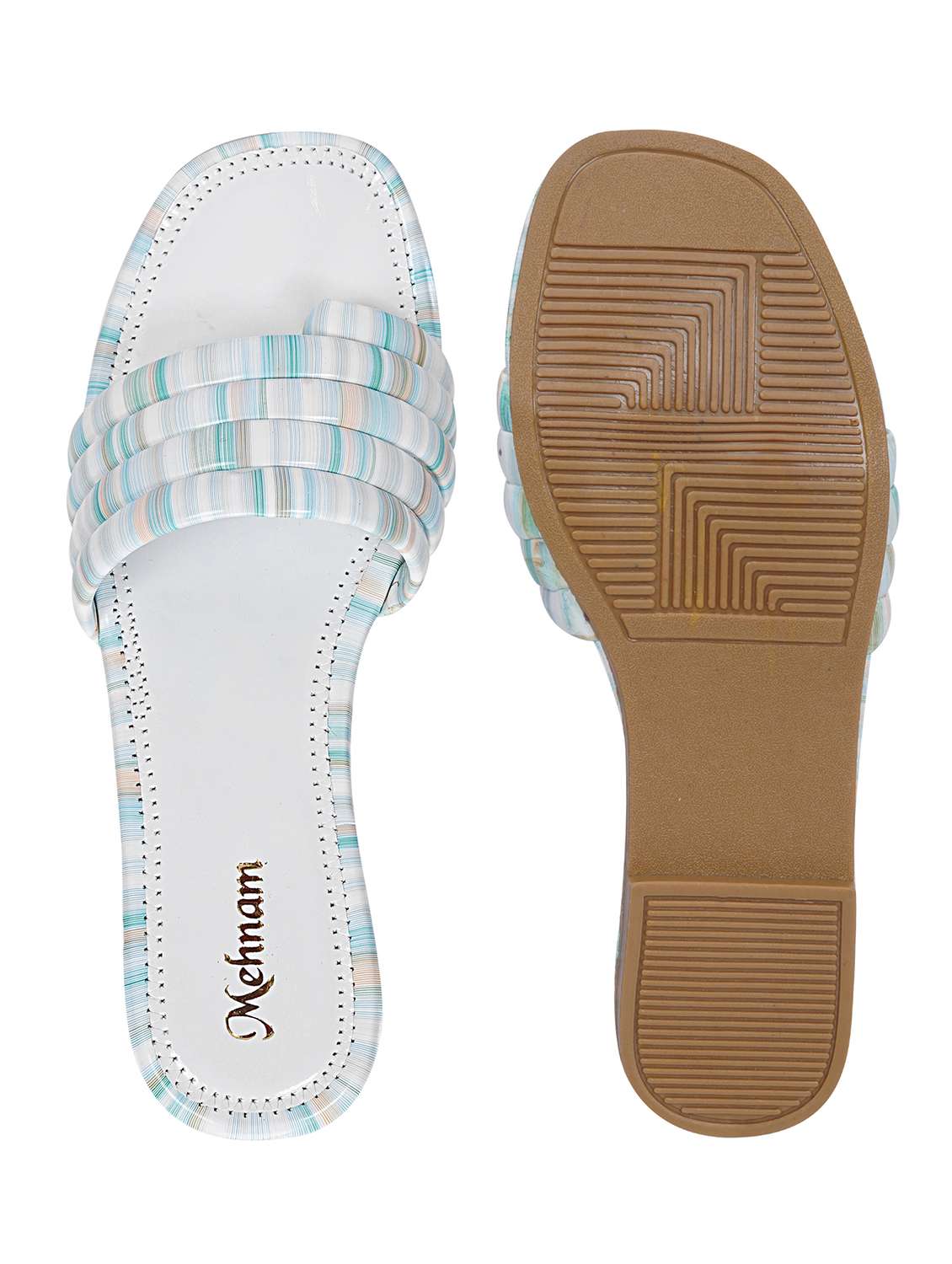 blue synthetic slip on sandals - 20127190 -  Standard Image - 3