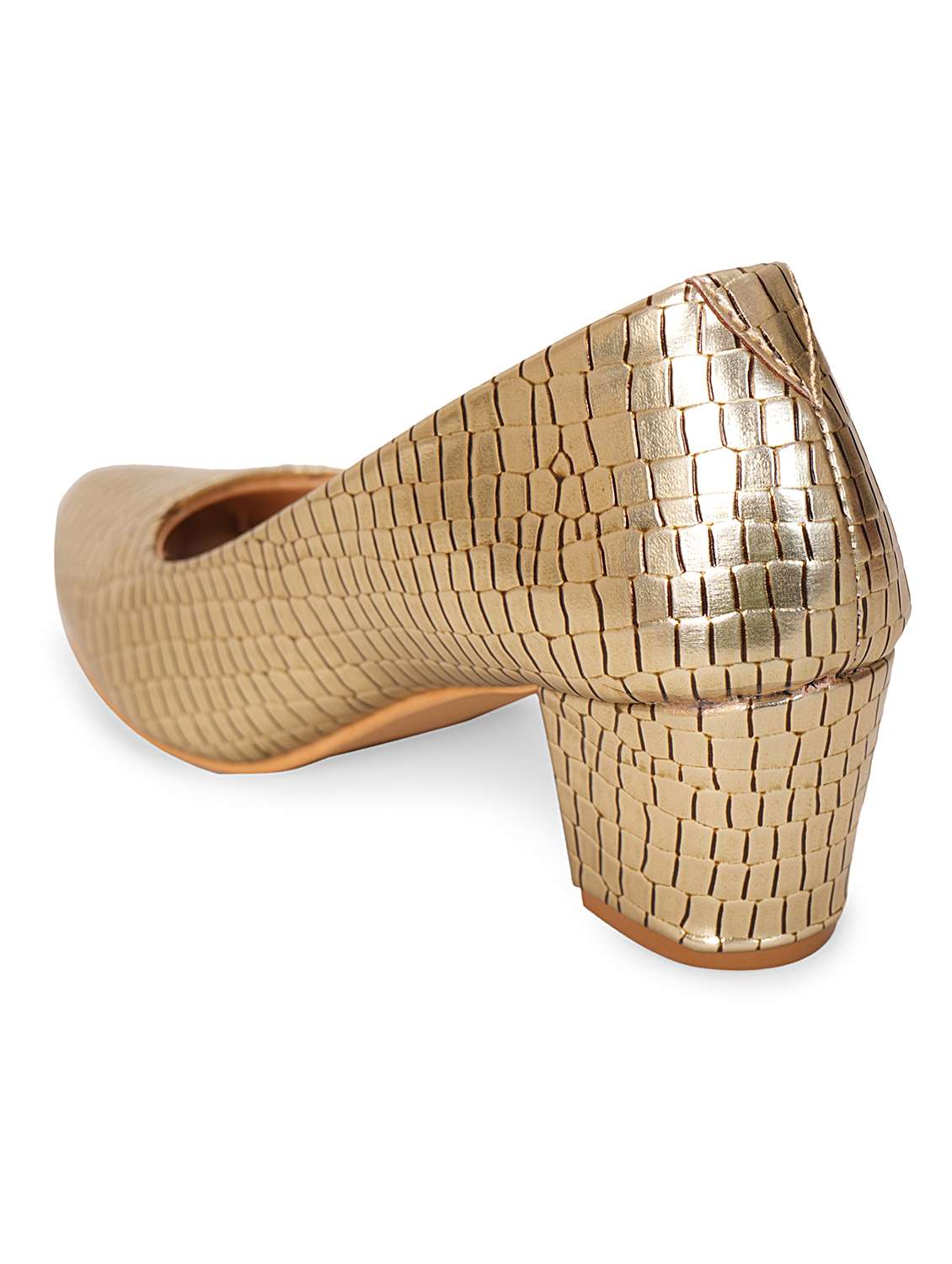 gold synthetic slip on pumps - 20127236 -  Standard Image - 3