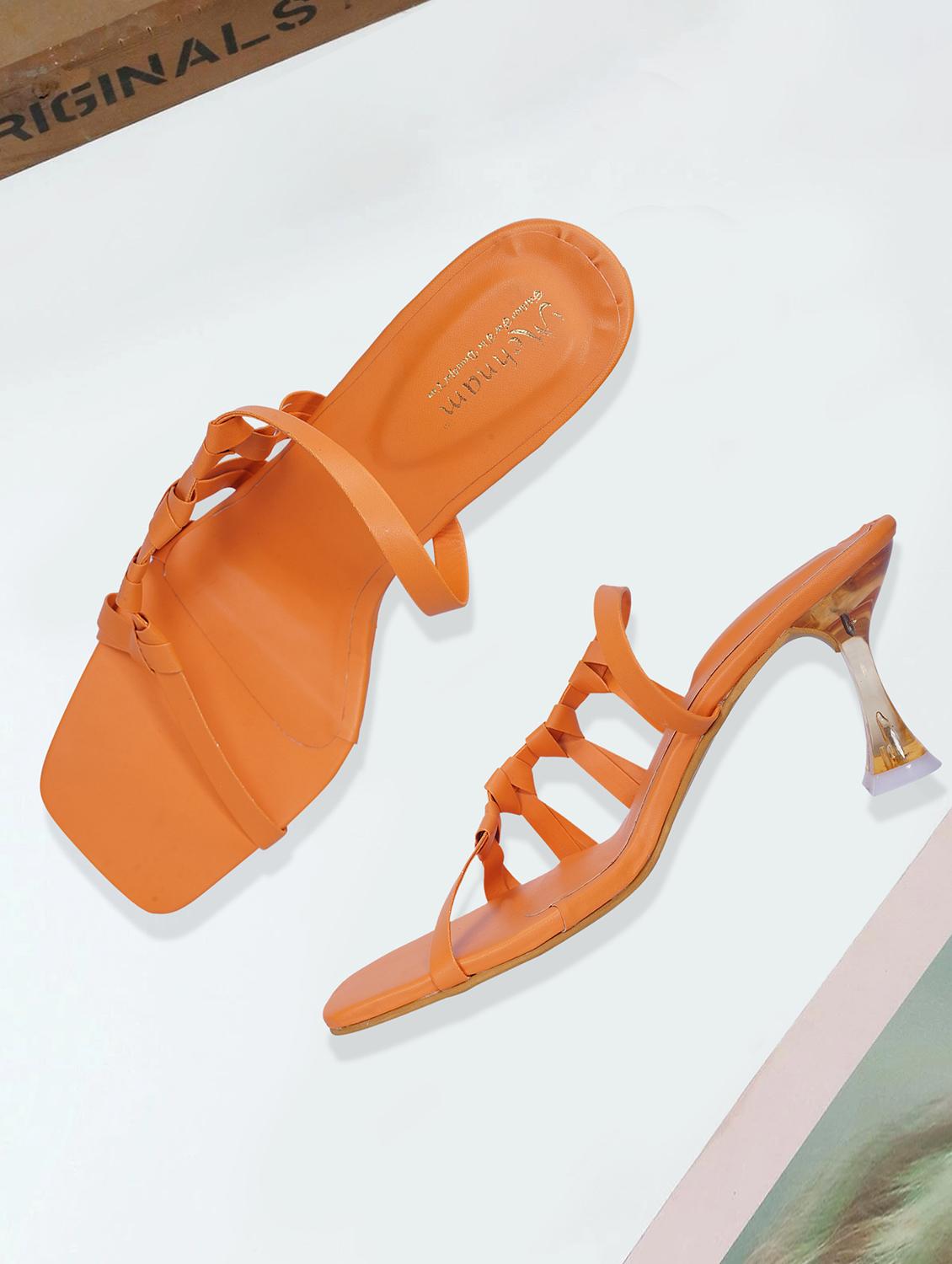 orange synthetic slip on sandals - 20127239 - Zoom Image - 0