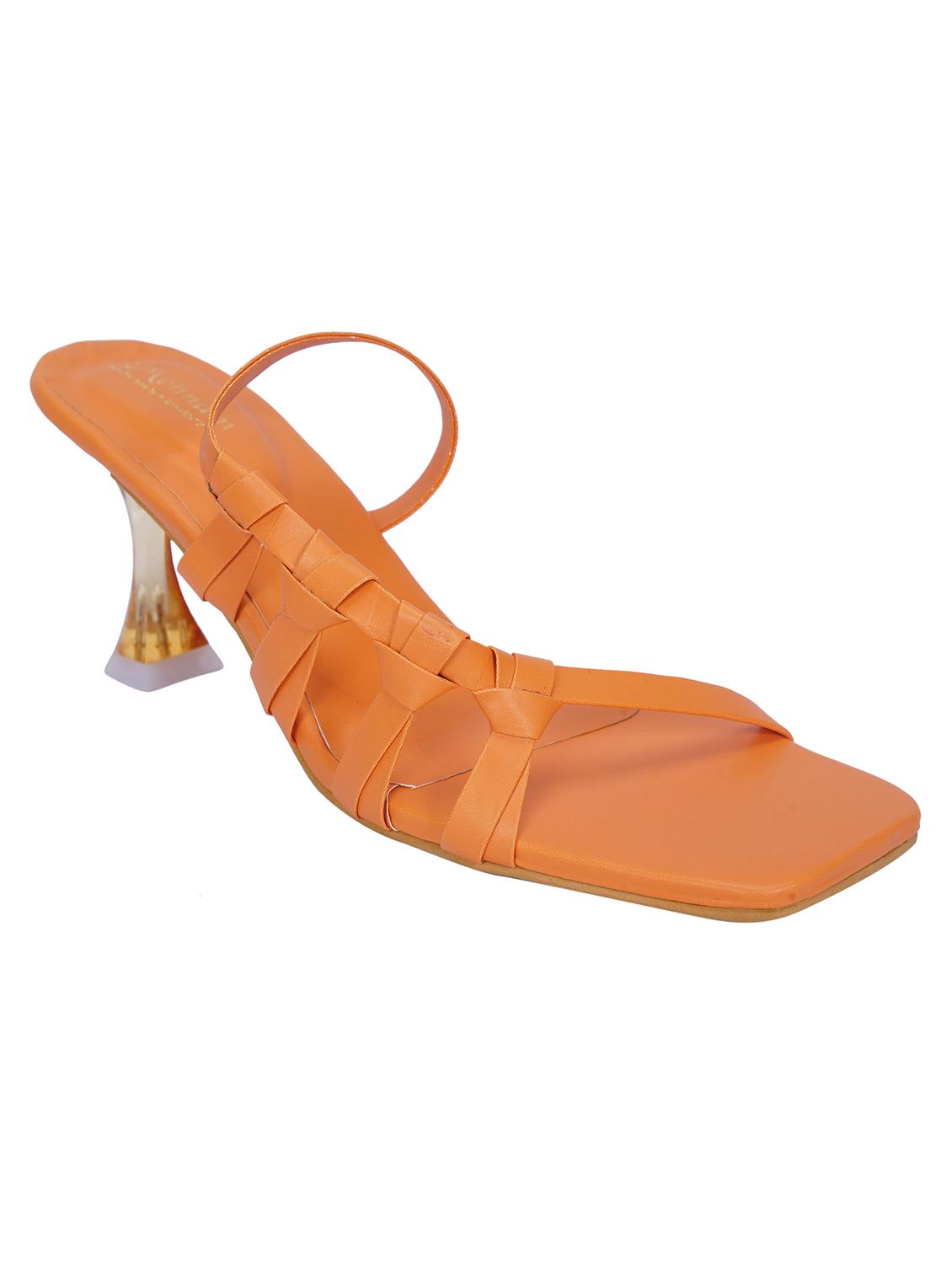 orange synthetic slip on sandals - 20127239 - Standard Image - 3