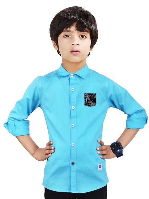 boys shirt collar neck solid shirt - 20127441 -  Standard Image - 0