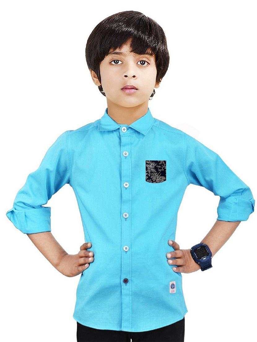 boys shirt collar neck solid shirt - 20127441 -  Zoom Image - 0
