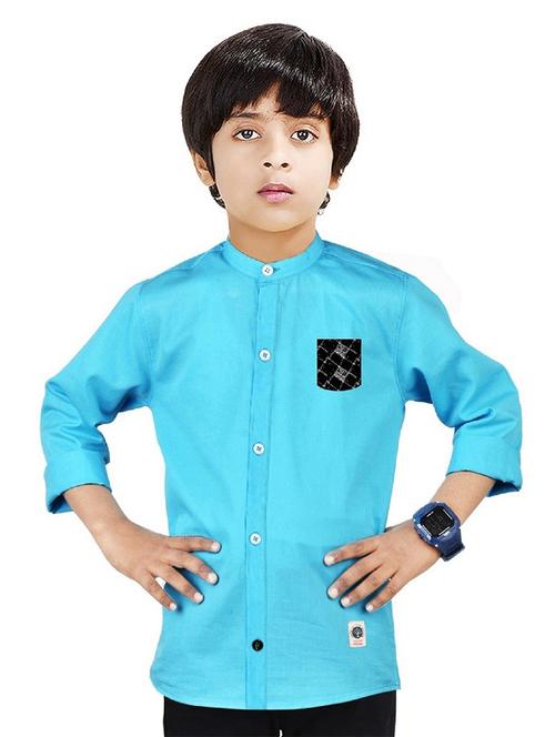 boys mandarin neck solid shirt - 20127466 -  Standard Image - 0