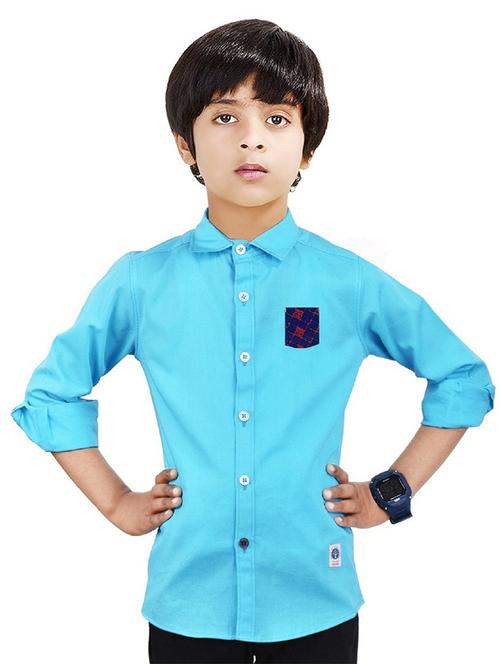 boys shirt collar neck solid shirt - 20127522 - Standard Image - 0