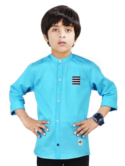 boys mandarin neck solid shirt - 20127563 - Standard Image - 0