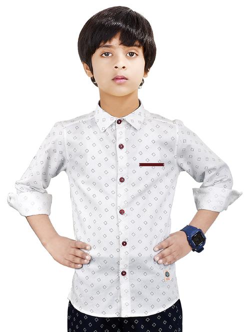 white printed long sleeve shirt - 20127797 -  Standard Image - 0