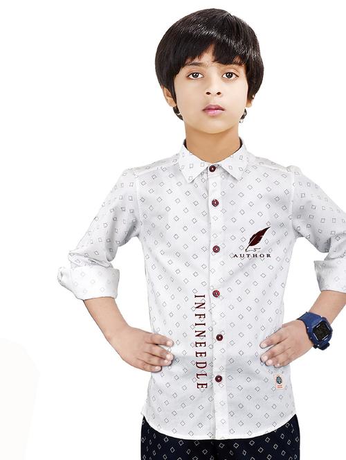 white printed long sleeve shirt - 20127804 - Standard Image - 0