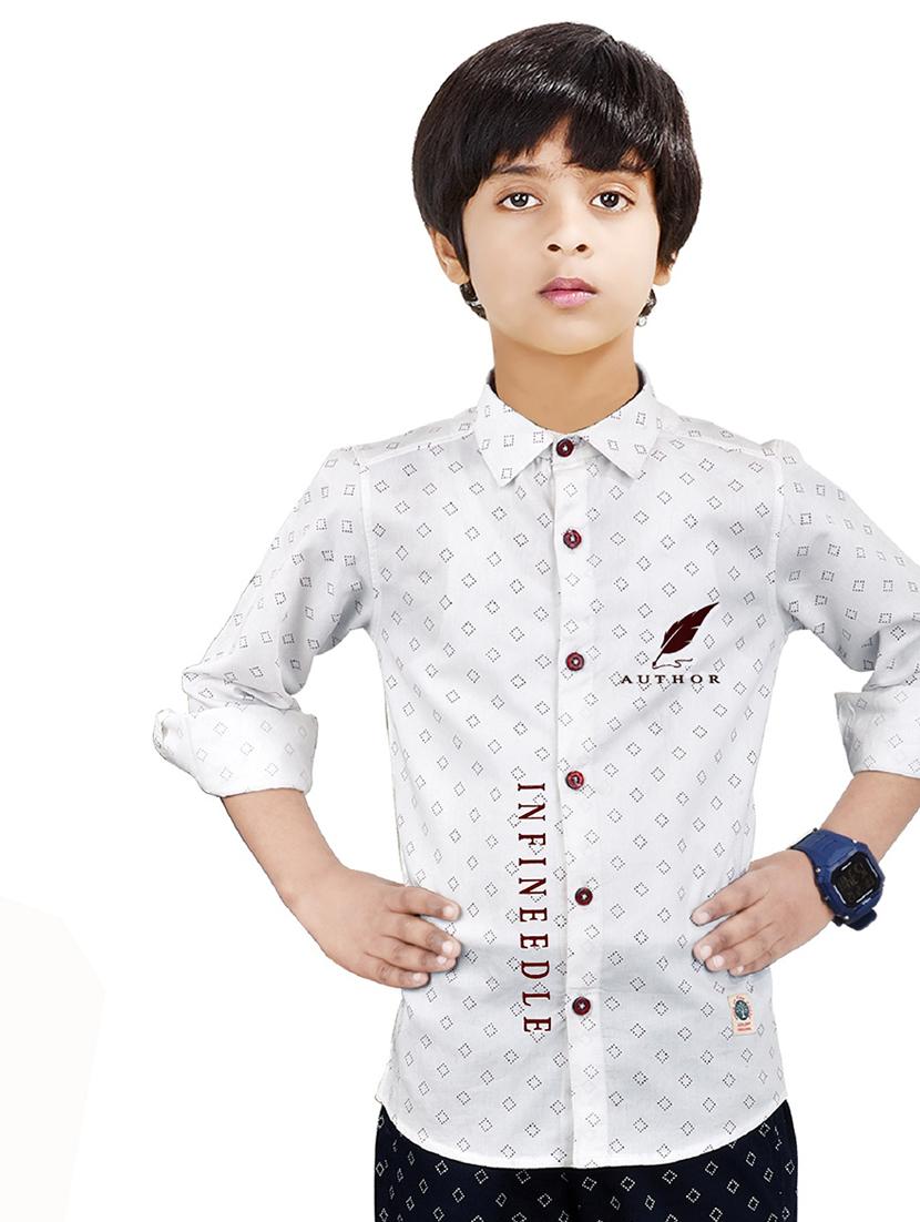 white printed long sleeve shirt - 20127804 - Zoom Image - 0