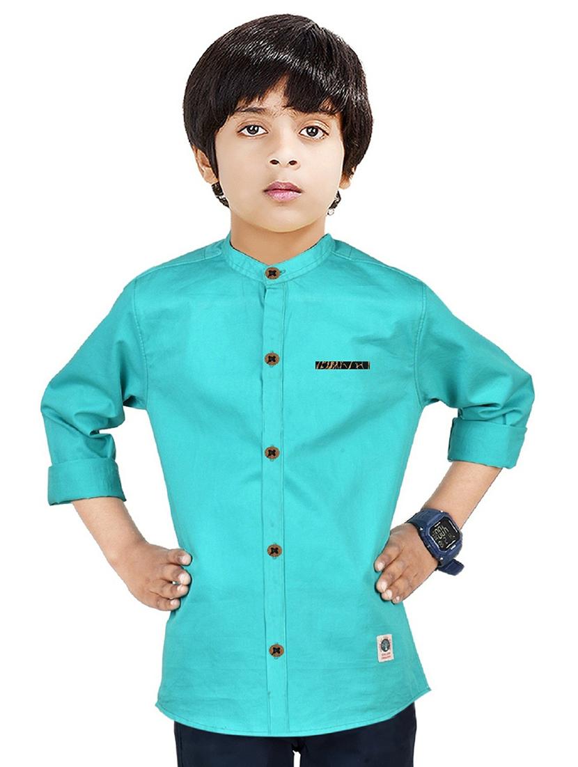 blue solid long sleeve shirt - 20127890 -  Zoom Image - 0