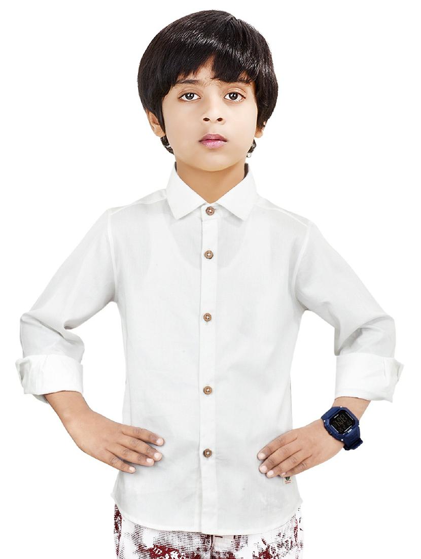 white solid long sleeves causal shirt - 20128289 - Zoom Image - 0