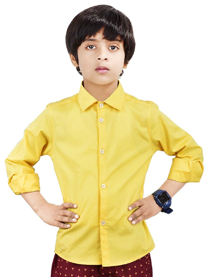 yellow solid long sleeves causal shirt - 20128297 - Zoom Image - 0
