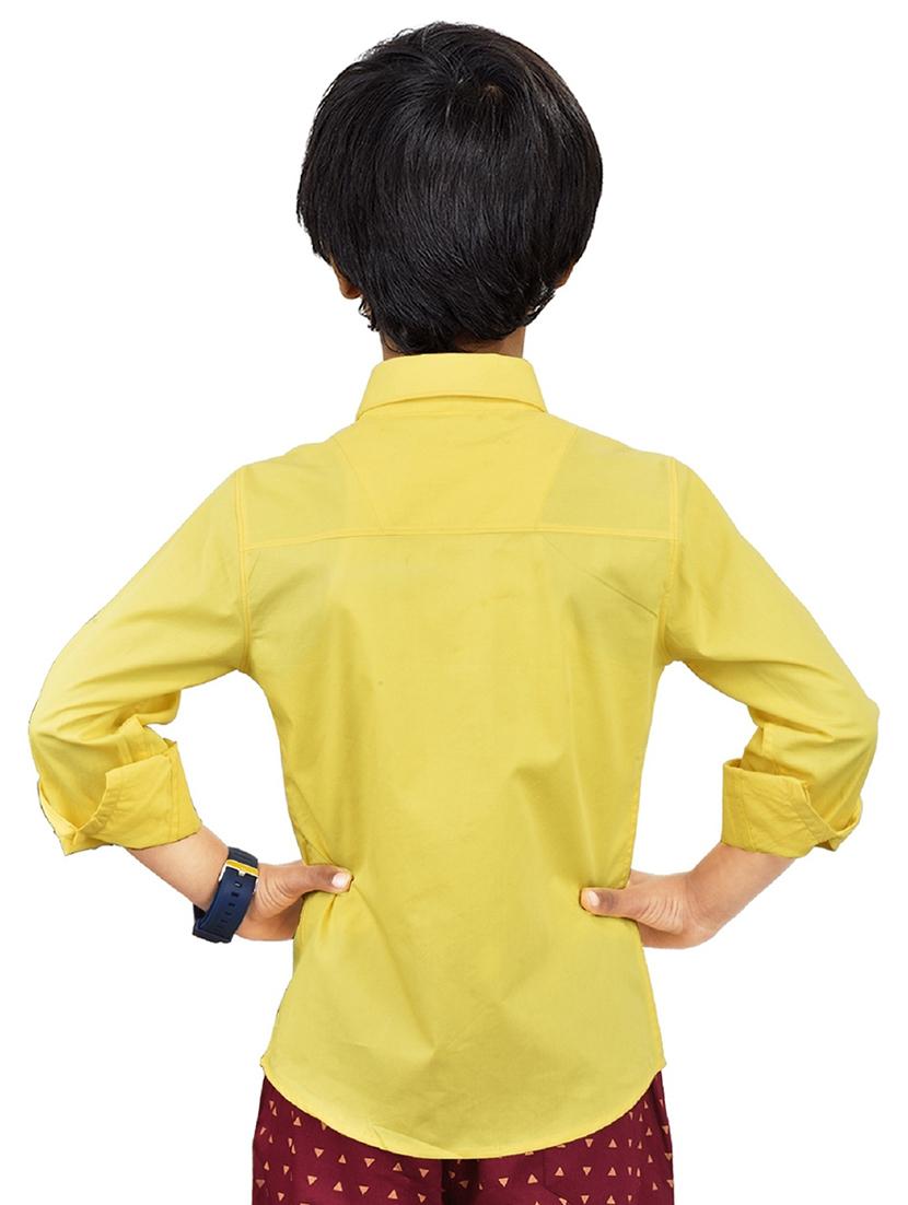 yellow solid long sleeves causal shirt - 20128297 - Standard Image - 3