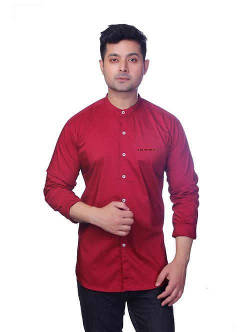red cotton casual shirt - 20128494 - Standard Image - 0