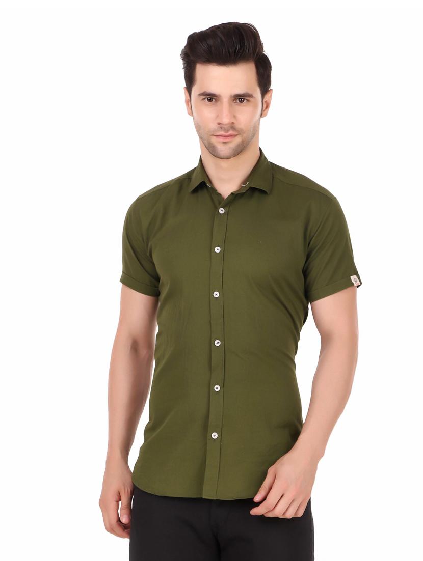 green cotton casual shirt - 20128701 -  Zoom Image - 0