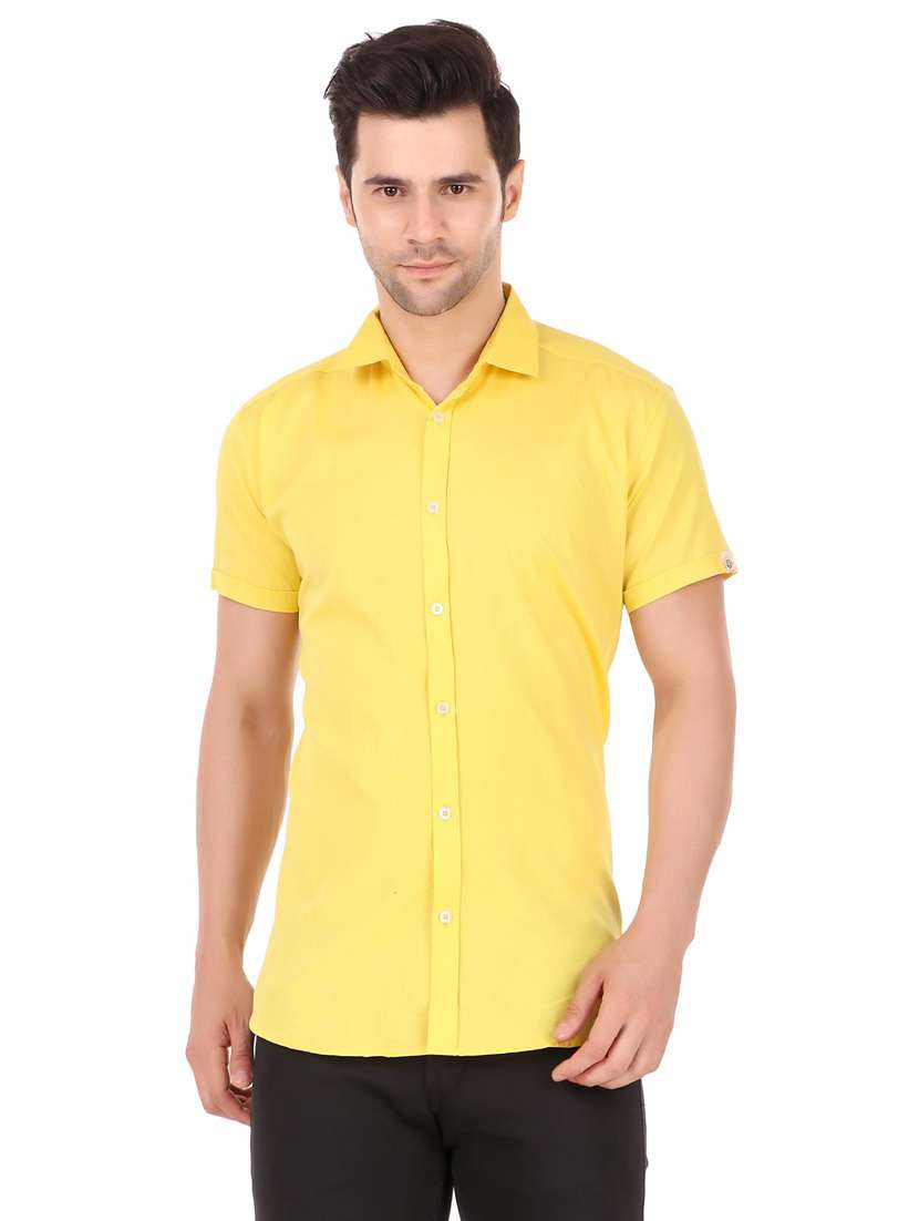 yellow cotton casual shirt - 20128706 -  Zoom Image - 0