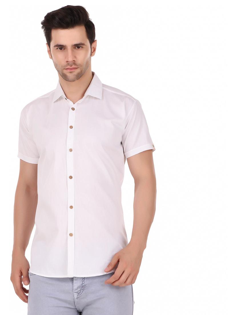 white cotton casual shirt - 20128708 - Zoom Image - 0
