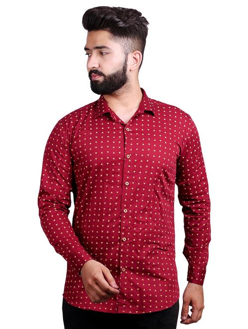 maroon cotton casual shirt - 20128823 - Standard Image - 0