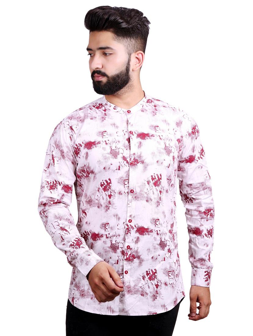 red cotton casual shirt - 20129037 -  Zoom Image - 0