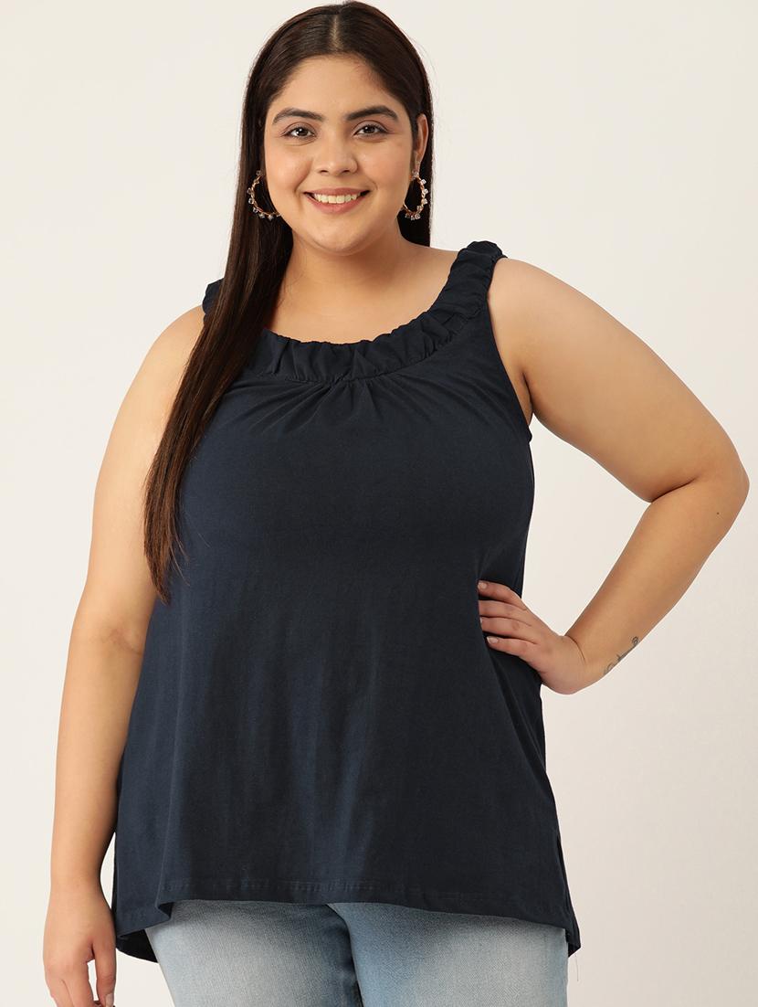 women's high-low round neck top - 20130369 - Zoom Image - 0
