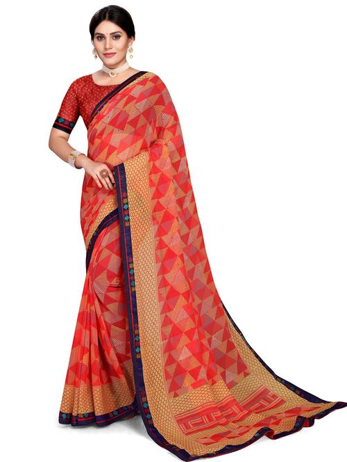 women printed saree with blouse - 20130554 - Standard Image - 0