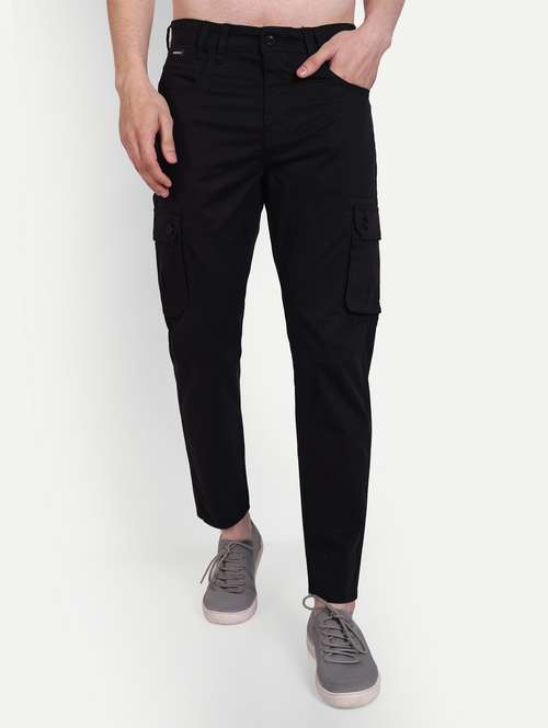men solids cargos casual trouser - 20131419 - Standard Image - 0