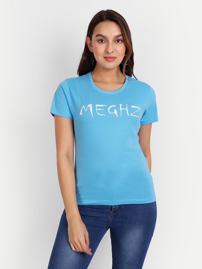 blue cotton blend regular tshirt - 20131649 -  Zoom Image - 0