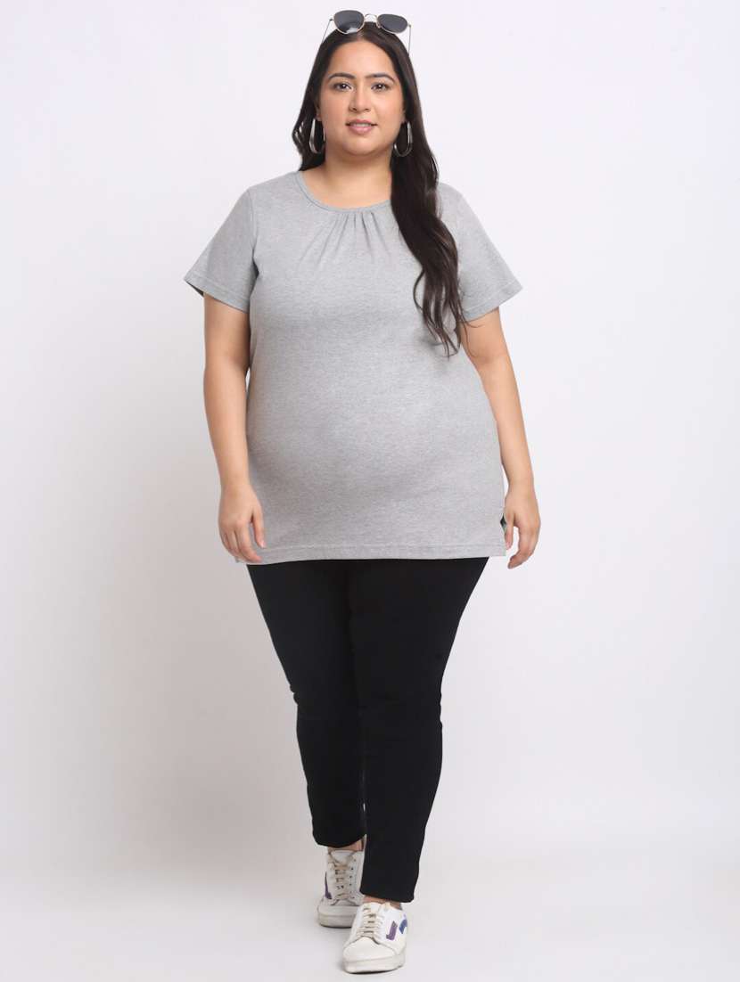 women's plain round neck t-shirt - 20131816 -  Standard Image - 3