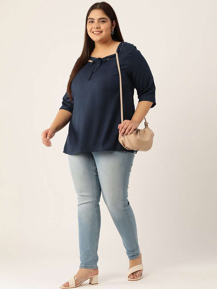 women's straight round neck top - 20132118 -  Standard Image - 3