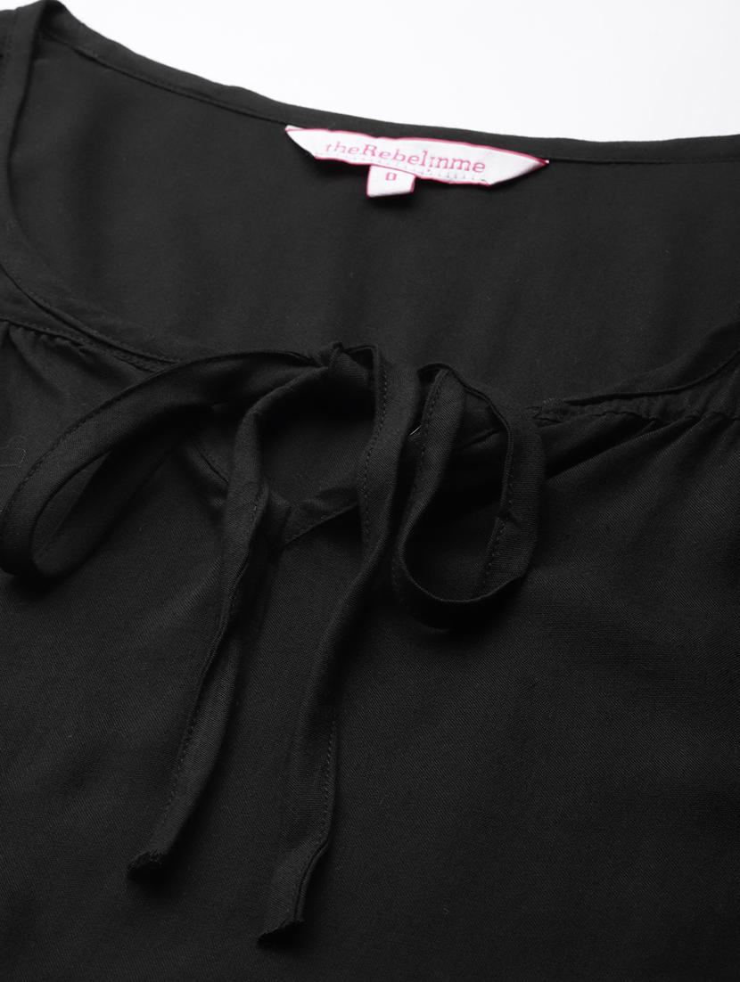 women's straight tie-up neck top - 20132121 - Standard Image - 3