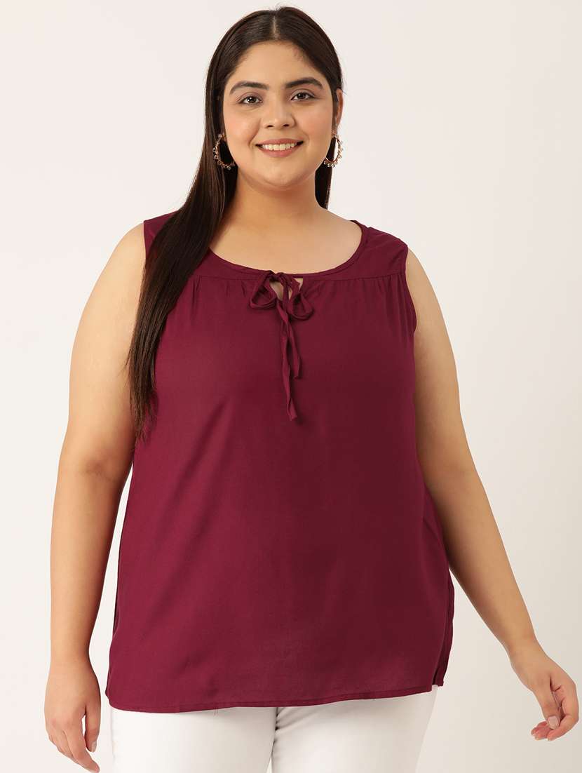 women's straight tie-up neck top