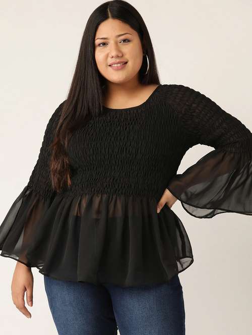 women's peplum round neck top - 20132127 - Standard Image - 0