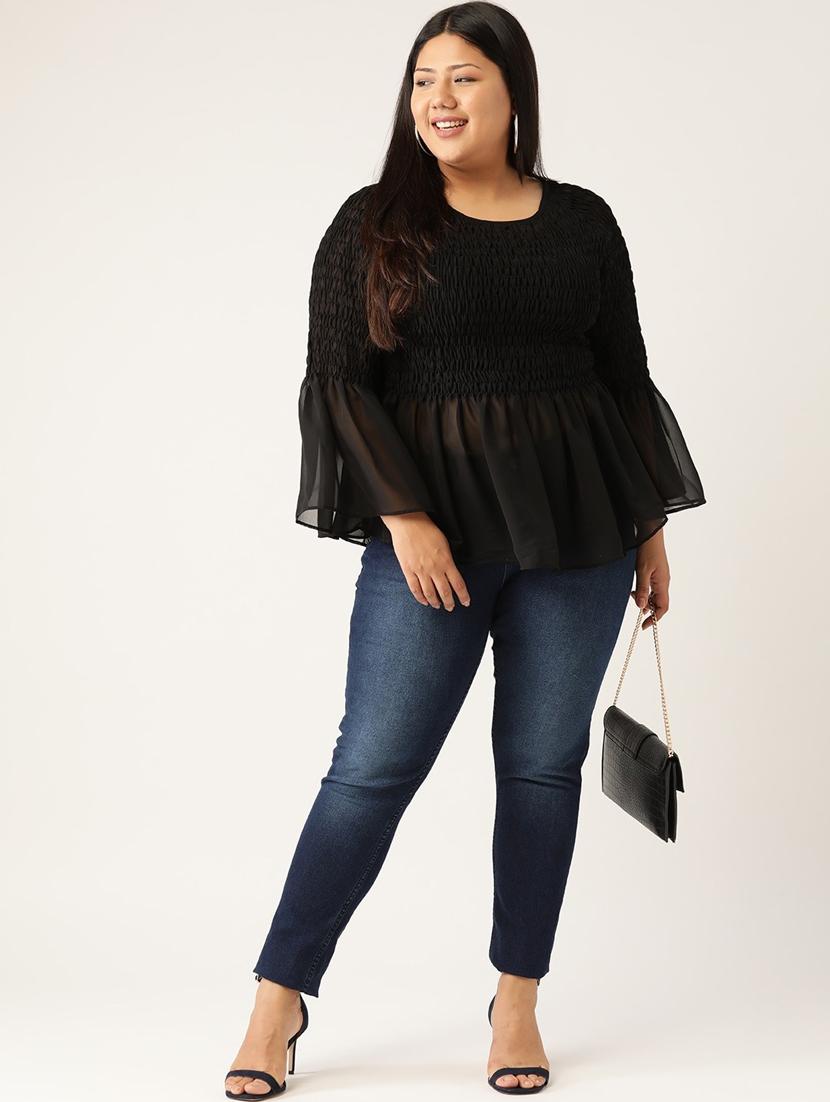 women's peplum round neck top - 20132127 - Standard Image - 3