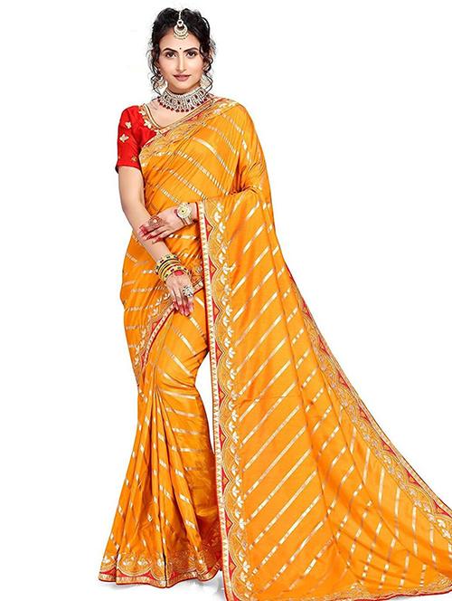 orange gota work saree with blouse - 20132203 - Standard Image - 0
