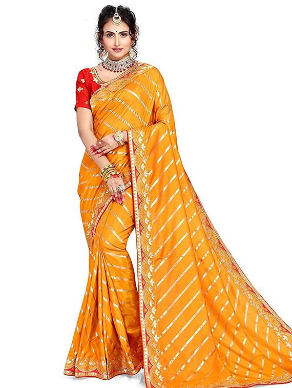 orange gota work saree with blouse - 20132203 - Zoom Image - 0