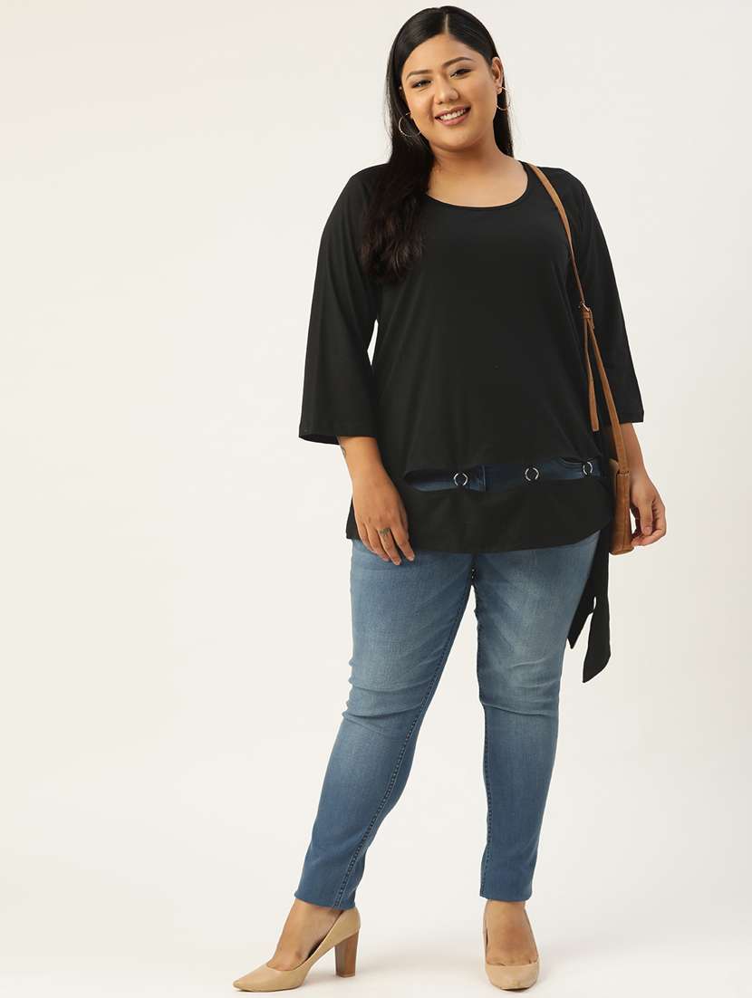women's straight round neck top - 20132211 - Standard Image - 3