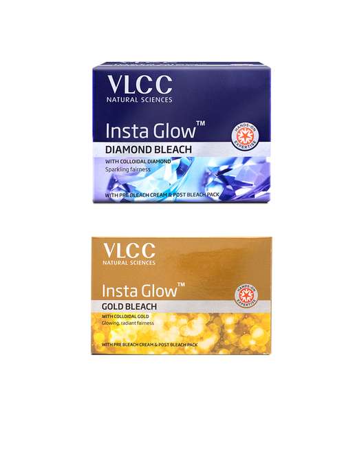 vlcc insta glow diamond bleach & insta glow gold bleach -402 g (packof 2)