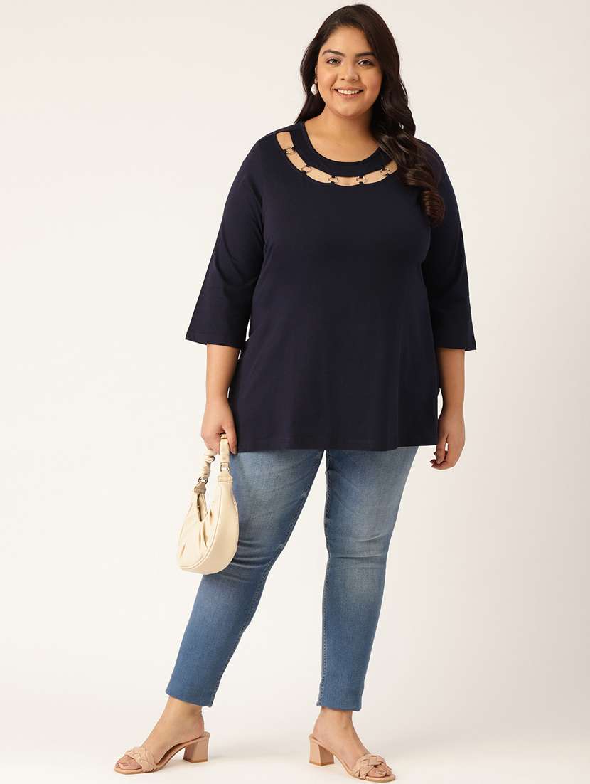 women's a line round neck top - 20132293 -  Standard Image - 3