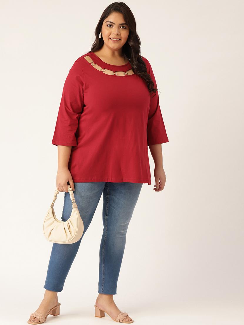 women's a line round neck top - 20132294 - Standard Image - 3