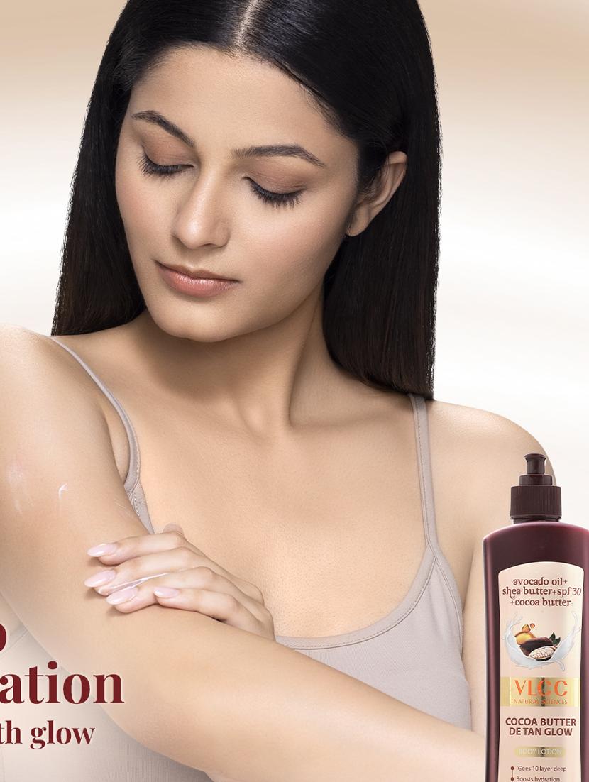vlcc cocoa butter de-tan glow body lotion spf 30 pa+++ - 400 ml ( pack of 2 ) - 20132347 - Standard Image - 5