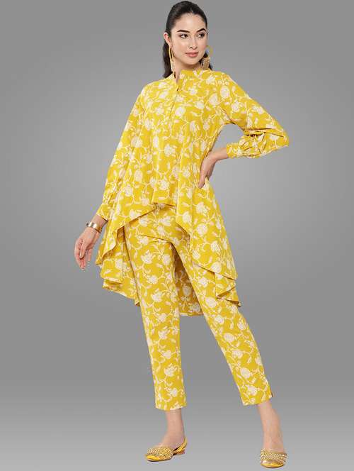 women floral mandarin neck co-ord sets - 20132754 - Standard Image - 0