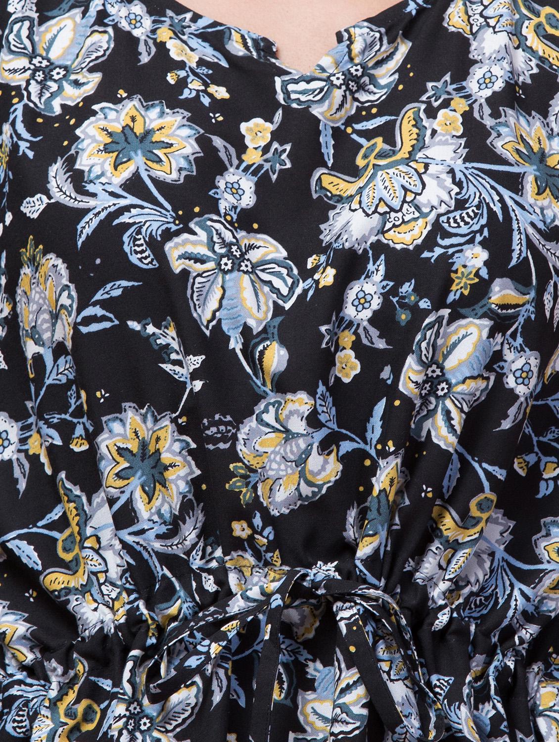 black printed notch neck kaftan - 20132855 - Standard Image - 5