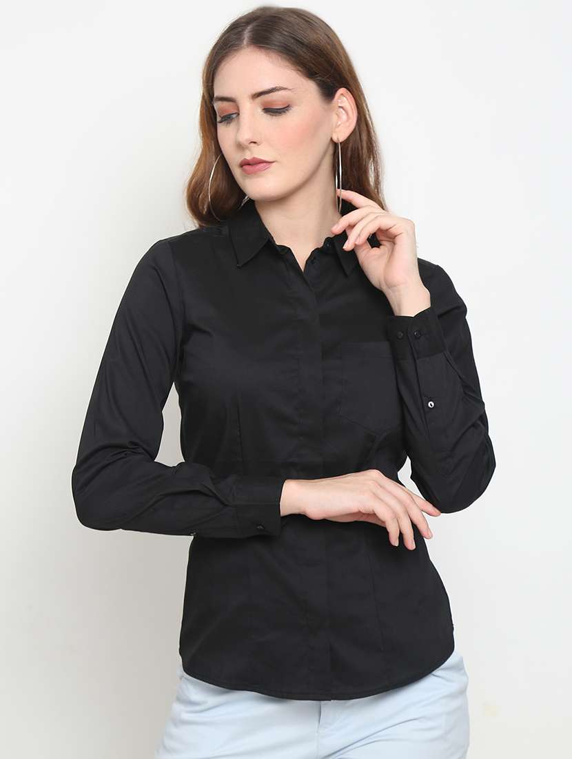 black cotton regular shirt - 20132864 - Zoom Image - 0